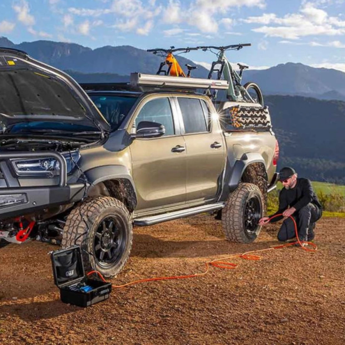 airing up tires with AC